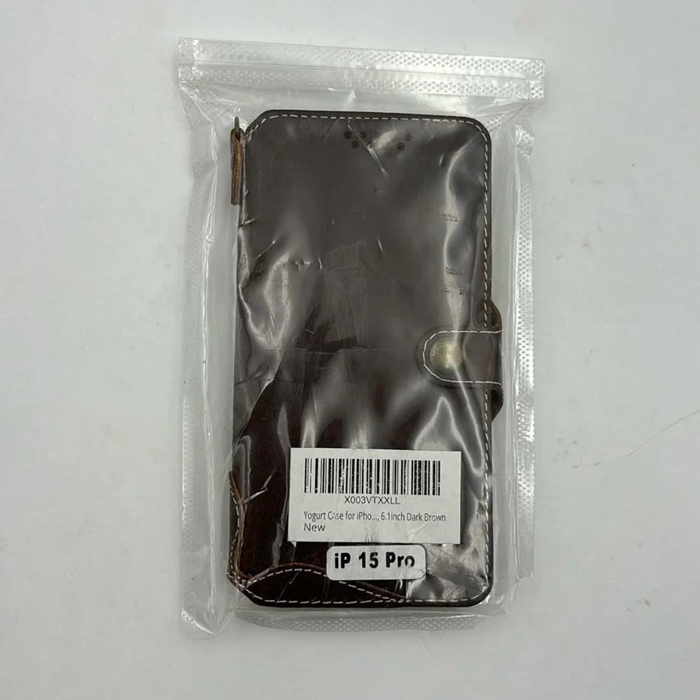 Yogurt Case for iPhone 15 Pro Genuine Leather Wallet Handmade